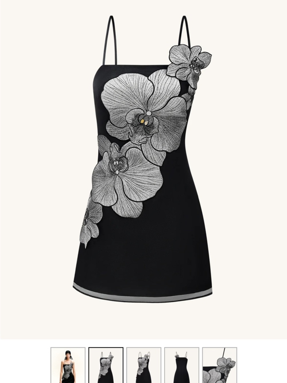 JW Pei Orchid Appliqué Mini Dress - Black/Silver
